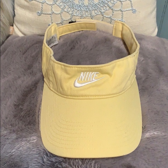 Nike Accessories - Nike Visor Yellow with white wording adjustable